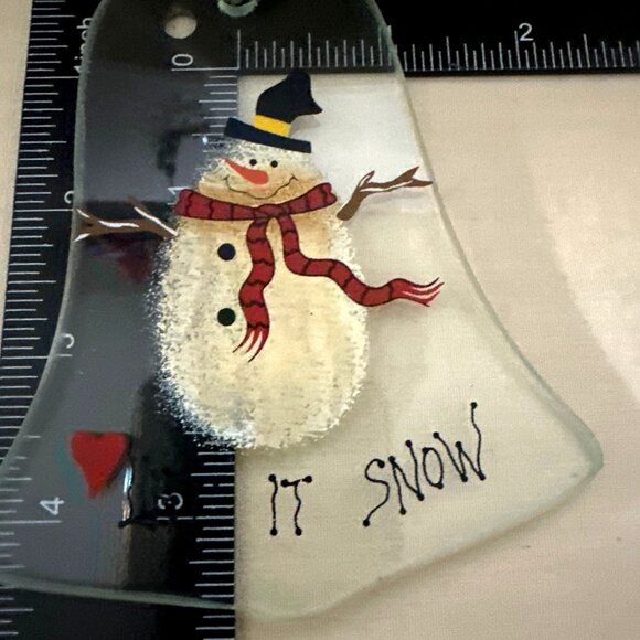 Festive Christmas Ornaments Snowman Bell Pattern Holiday Winter Decor Vintage - Picture 6 of 7